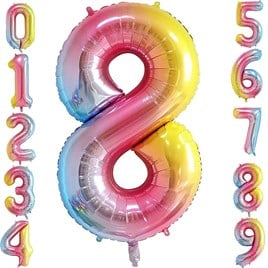 8 Sekiz Rakam Gökkuşağı Folyo Balon 34