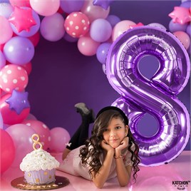 8 Sekiz Rakam Mor Folyo Balon 32