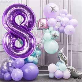 8 Sekiz Rakam Mor Folyo Balon 32