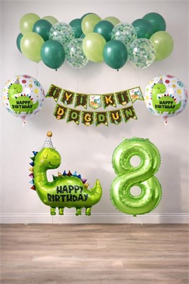 8 Yaş Dinazor Temalı Doğum Günü Seti