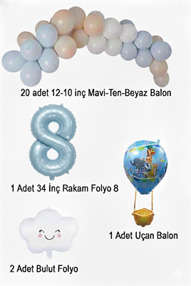 8 Yaş Mavi Gökyüzü Doğum Günü Konsepti