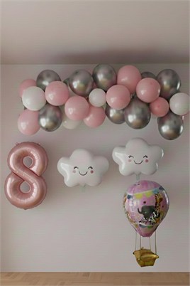 8 Yaş Pembe Bulut Perisi Doğum Günü Konsept Seti