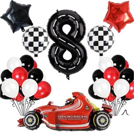 8 Yaş Yarış Arabası Temalı Doğum Günü Parti Kutlama Balon Seti 