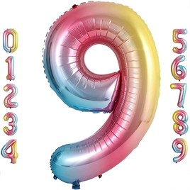 9 Dokuz Rakam Gökkuşağı Folyo Balon 34