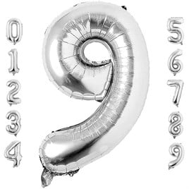 9 Dokuz Rakam Gümüş Folyo Balon 34