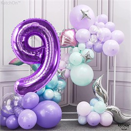 9 Dokuz Rakam Mor Folyo Balon 32