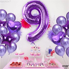 9 Dokuz Rakam Mor Folyo Balon 32