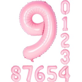 9 Dokuz Rakam Pembe Folyo Balon 34