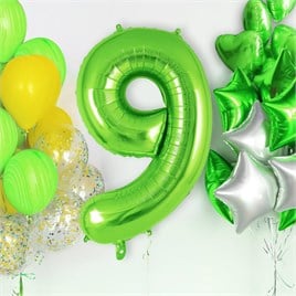 9 Rakam Açık Yeşil Folyo Balon 32-34