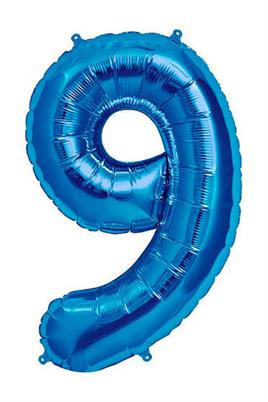 9 Rakam Mavi Folyo Balon 34 inç 76-82 cm