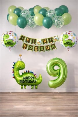 9 Yaş Dinazor Temalı Doğum Günü Seti