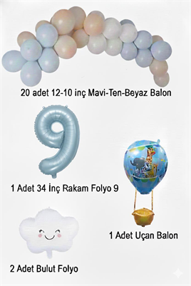9 Yaş Mavi Gökyüzü Doğum Günü Konsepti