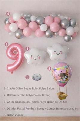 9 Yaş Pembe Bulut Perisi Doğum Günü Konsept Seti