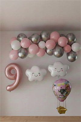 9 Yaş Pembe Bulut Perisi Doğum Günü Konsept Seti