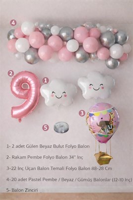 9 Yaş Pembe Bulut Perisi Doğum Günü Konsept Seti
