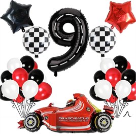 9 Yaş Yarış Arabası Temalı Doğum Günü Parti Kutlama Balon Seti 