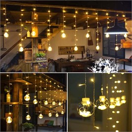 Ampul Top Perde Led Işık Dekoratif Dilek Topu Fişli Animasyonlu Eklenebilir