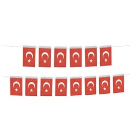Ay Yıldız Büyük Boy İpli Bayrak 40lı 19cm-11cm