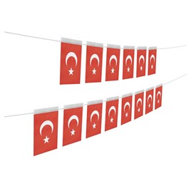 Ay Yıldız Büyük Boy İpli Bayrak 40lı 19cm-11cm