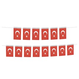 Ay Yıldız Büyük Boy İpli Bayrak 40lı 19cm-11cm
