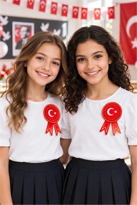Ay Yıldızlı Türk Bayrağı Milli Bayramlar Yaka Kartı 2 Adet