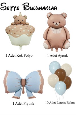 Baby Shower Retro Ayıcık Temalı Erkek Bebek Kutlama Seti