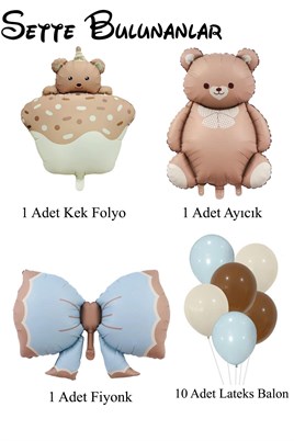 Baby Shower Retro Ayıcık Temalı Erkek Bebek Kutlama Seti