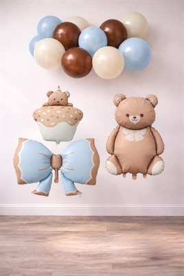 Baby Shower Retro Ayıcık Temalı Erkek Bebek Kutlama Seti