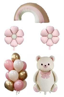 Baby Shower Retro Papatya Temalı Kız Bebek Kutlama Seti