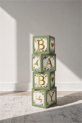 Baby Yazılı Adaçayı Konsept Baby Shower Dekorasyon Kutu Set