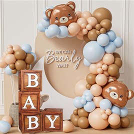 Baby Yazılı Ahşap Damarlı Baby Shower Dekorasyon Kutu Set