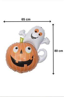Bal Kabağı ve Hayalet Tasarımlı 65x 80 Cm Folyo Balon Halloween Cadılar Bayramı Parti Malzemesi