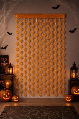 Balkabağı Makaron Kapı Perdesi Halloween Cadılar Bayramı Parti Malzemesi