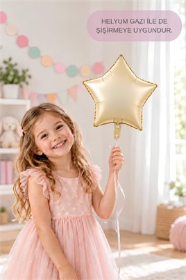 Bej Yıldız Folyo Balon 45 cm - Bebek Çocuk Parti Kutlama