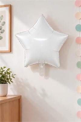 Beyaz Yıldız Folyo Balon 45 cm - Bebek Çocuk Parti Kutlama