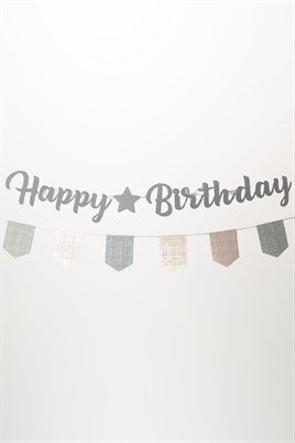 Bohem Happy Birthday Banner Seti – Ekose Flama Süslü Doğum Günü Dekorasyon Bannerı