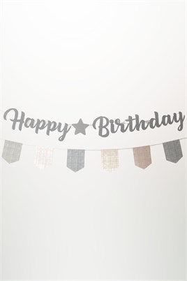 Bohem Happy Birthday Banner Seti – Ekose Flama Süslü Doğum Günü Dekorasyon Bannerı