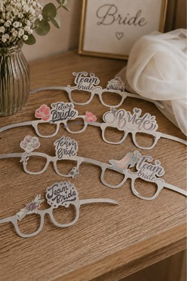 Bride Team Gümüş Parti Gözlüğü Seti (6’lı)
