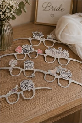 Bride Team Gümüş Parti Gözlüğü Seti (6’lı)