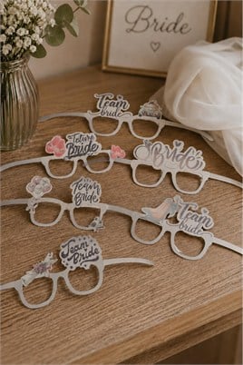 Bride Team Gümüş Parti Gözlüğü Seti (6’lı)