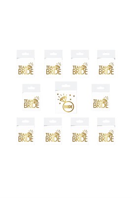 Bride To Be 1 Bride 10 Team Bride Gold Renkli Geçici Dövme Model 2