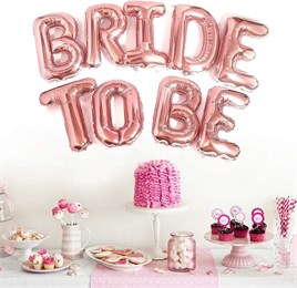 Bride To Be 16 inç 40 Cm Rose Gold Renk Folyo Balon Seti, Bride To Be Parti Kutlama