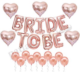 Bride To Be  Rose Gold  Folyo Balon Seti, 5 Adet Kalp Folyo ve Lateks Balon