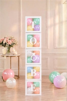 Bride To Be Yazılı Büyük Boy 25 cm Beyaz Kutu ve Balon Seti Nişan Kına Parti Kutlama Seti