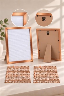 Büyük Boy Rose Gold Yazı Panosu Mesaj Tahtası; 2 Adet Harf Seti Hediyeli