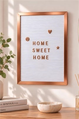 Büyük Boy Rose Gold Yazı Panosu Mesaj Tahtası; 2 Adet Harf Seti Hediyeli