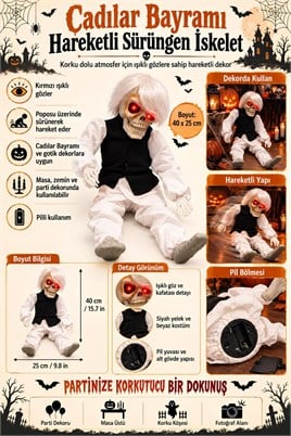 Cadılar Bayramı Ağlayan Beyaz Hayalet 40 x 25 cm – Kırmızı Işıklı Gözlü Pilli Halloween Dekoru