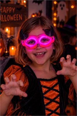 Cadılar Bayramı Boynuzlu Glow Stick Parti Maskesi – Fosforlu Işıklı Çocuk Maskesi 18 cm