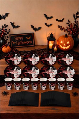 Cadılar Bayramı Halloween Bloody Temalı Bardak Tabak Peçete Set