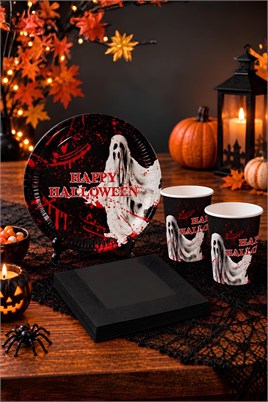 Cadılar Bayramı Halloween Bloody Temalı Bardak Tabak Peçete Set